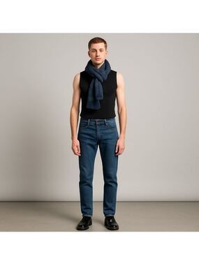 Chaps Mens Blue Knitted Scarf